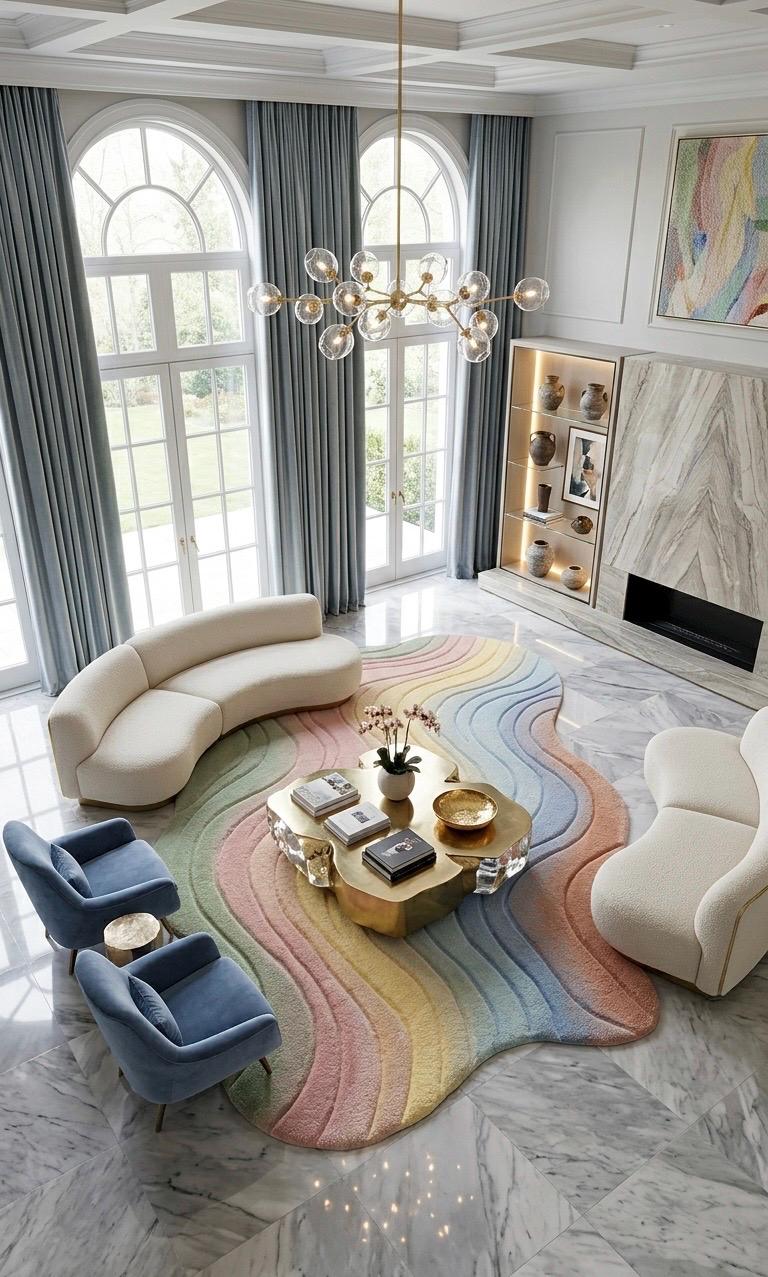 Luxury Hand Tufted Wool Rug, Abstract 3D Textured Carpet, Modern Irregular Shape Rug, Neutral Aesthetic Living Room Decor, Handmade Designer