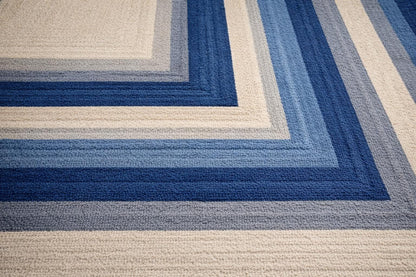 Luxury Square Hand Tufted Blue Gradient Rug | Modern Geometric Area Carpet for Bedroom & Living Room | Plush Designer Floor Decor