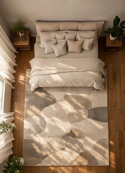 Luxury Hand tufted wool rug | abstract design rug | living room rug | beige rug | bedroom rug | modern area rug | custom size rug | 9x12