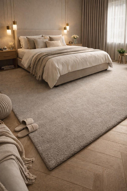 Luxury Beige Area Rug | Hand Tufted Wool Rug | Neutral Minimalist Carpet | Soft Bedroom Rug | Modern Living Room Rug | 9x12 8x10 5x8 9x10