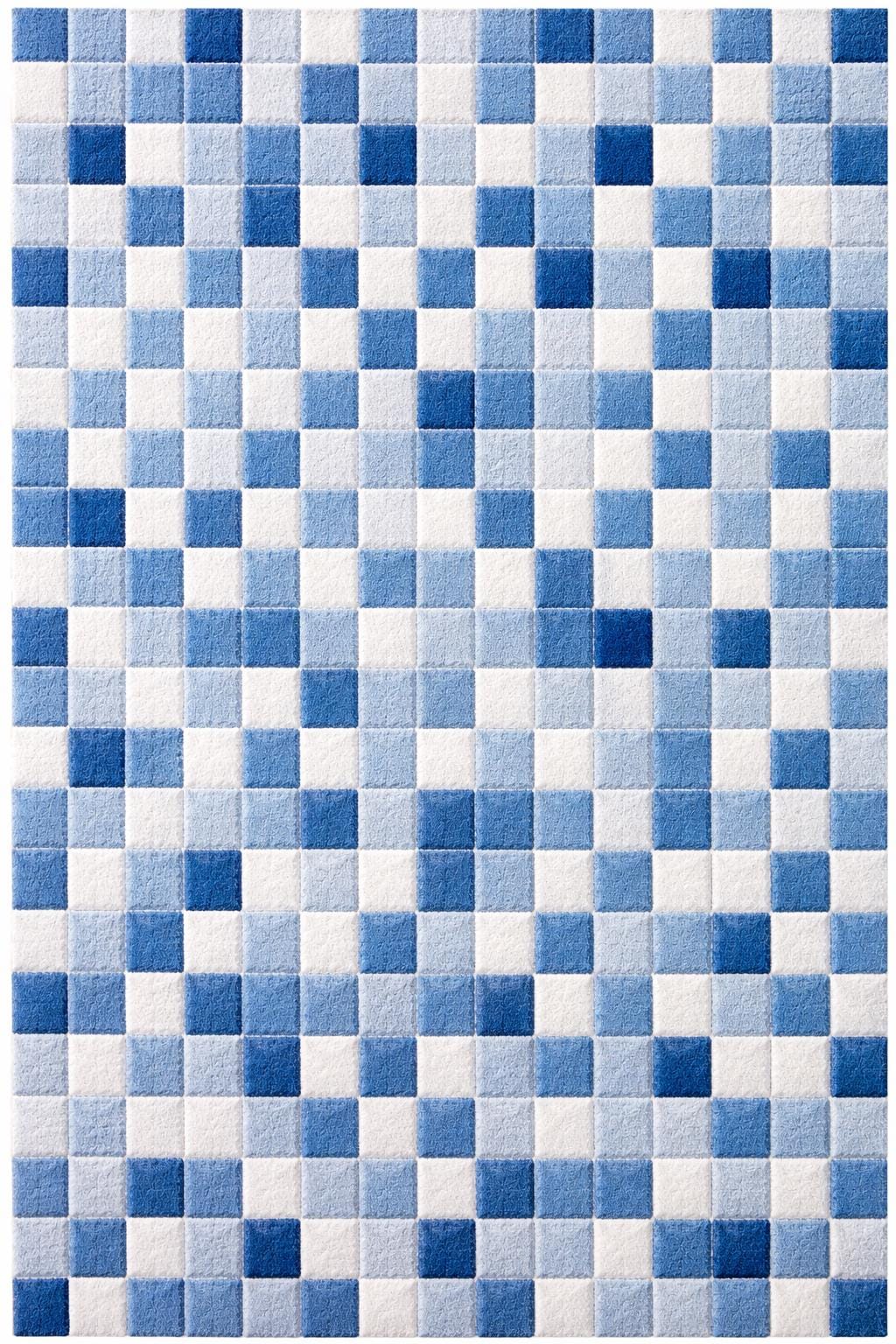 Blue Checkered Area Rug | Modern Checkerboard Bedroom Rug | Soft Plush Shag Carpet | Scandinavian Farmhouse Decor | Large Living Room Rug