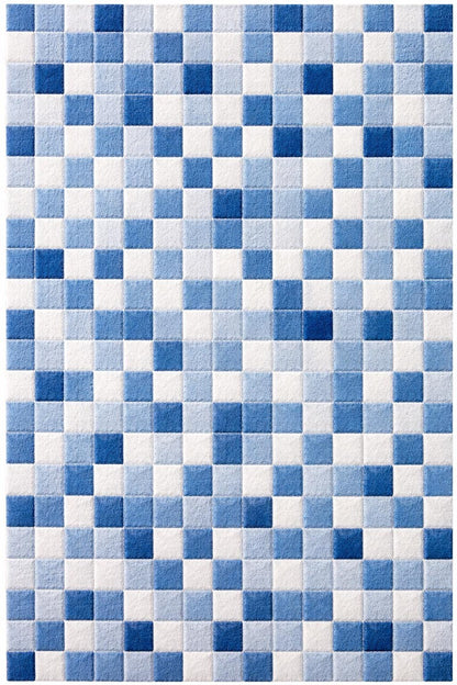 Blue Checkered Area Rug | Modern Checkerboard Bedroom Rug | Soft Plush Shag Carpet | Scandinavian Farmhouse Decor | Large Living Room Rug
