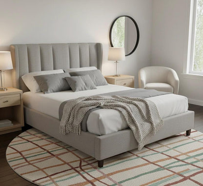 Handmade Tufted Round Area Rug: Pastel Grid, Scandinavian Boho