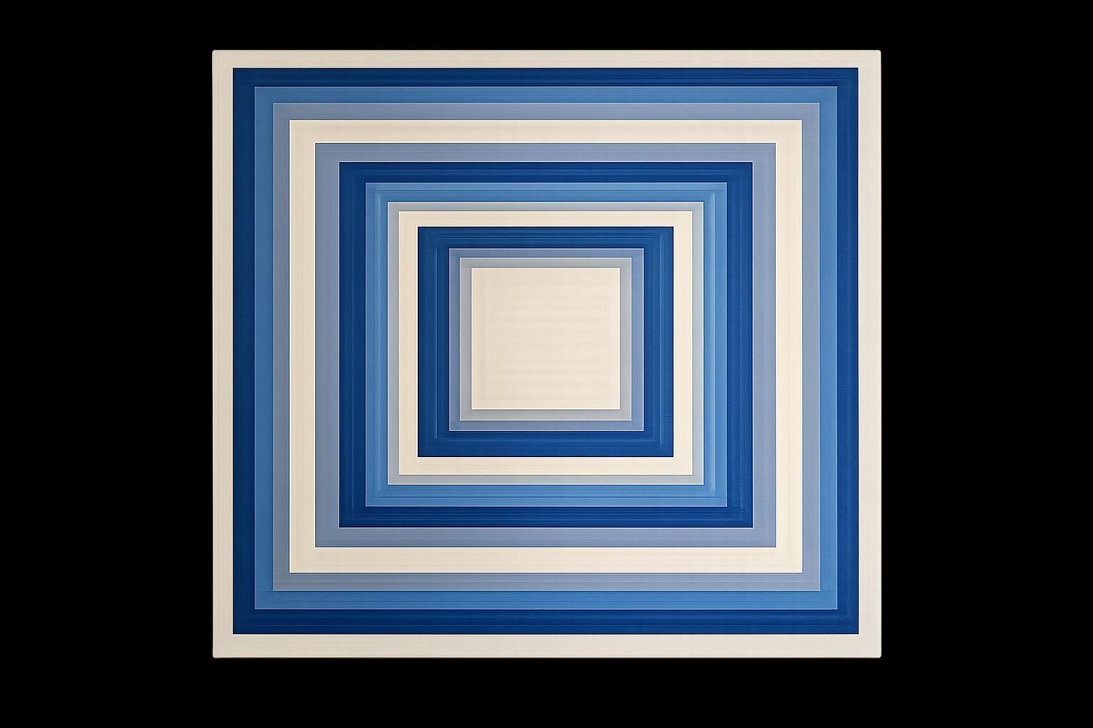 Luxury Square Hand Tufted Blue Gradient Rug | Modern Geometric Area Carpet for Bedroom & Living Room | Plush Designer Floor Decor