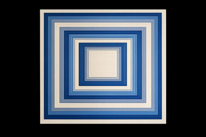 Luxury Square Hand Tufted Blue Gradient Rug | Modern Geometric Area Carpet for Bedroom & Living Room | Plush Designer Floor Decor