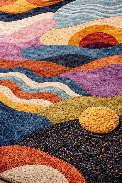 Luxury Hand Tufted Wool Abstract Rug | Modern Colorful Area Rug for Living Room & Bedroom | Unique Designer Carpet | Handmade in India