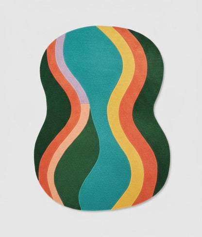 Colorful Abstract Wavy Rug | Vibrant Retro Multi-Color Area Rug | Funky Organic Shaped Carpet | Bold Aesthetic Home Decor | Groovy Maximalis