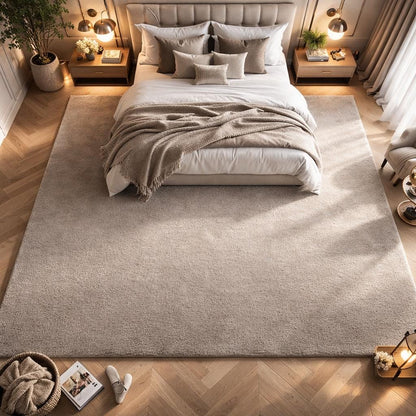 Luxury Beige Area Rug | Hand Tufted Wool Rug | Neutral Minimalist Carpet | Soft Bedroom Rug | Modern Living Room Rug | 9x12 8x10 5x8 9x10