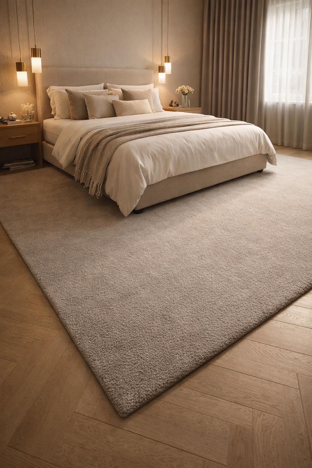 Luxury Beige Area Rug | Hand Tufted Wool Rug | Neutral Minimalist Carpet | Soft Bedroom Rug | Modern Living Room Rug | 9x12 8x10 5x8 9x10