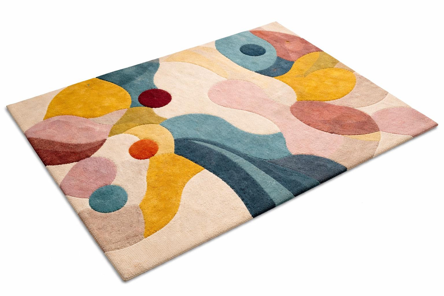 Hand Tufted Wool Rug | Modern Abstract Area Rug | Luxury Cut Pile Carpet | Colorful Contemporary Bedroom Living Room Rug | 8x10 9x12 rug