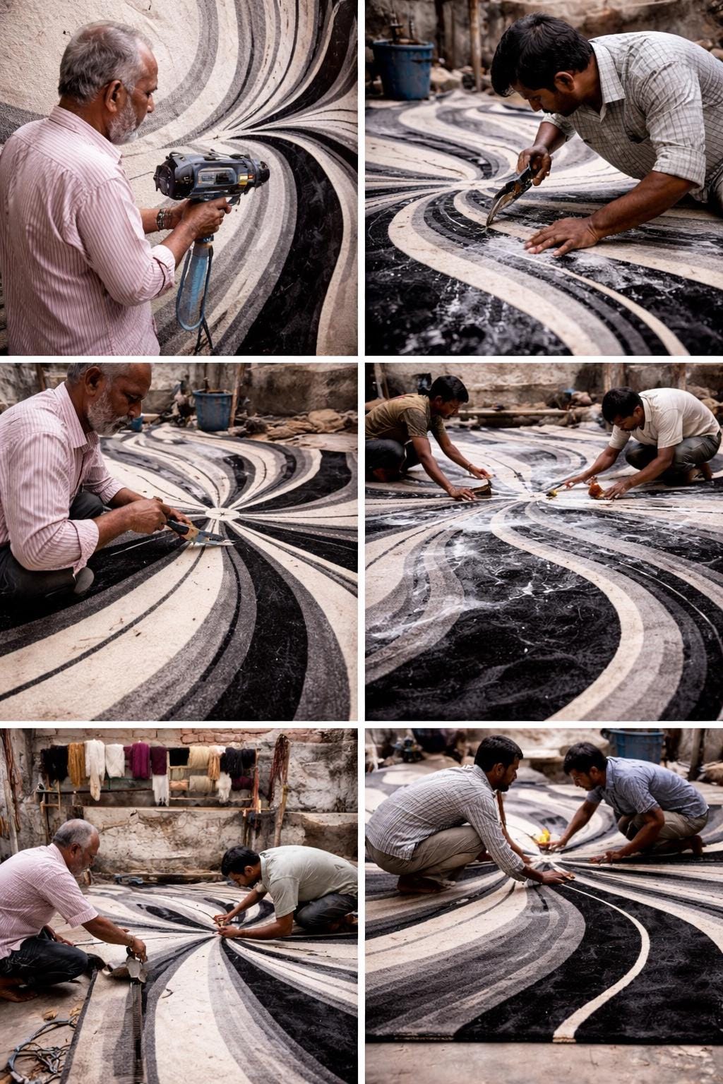Luxury Black White Abstract Rug | Modern Hand Tufted Wool Area Rug | Luxury Geometric Shag Carpet | Contemporary Living Room Bedroom Rug