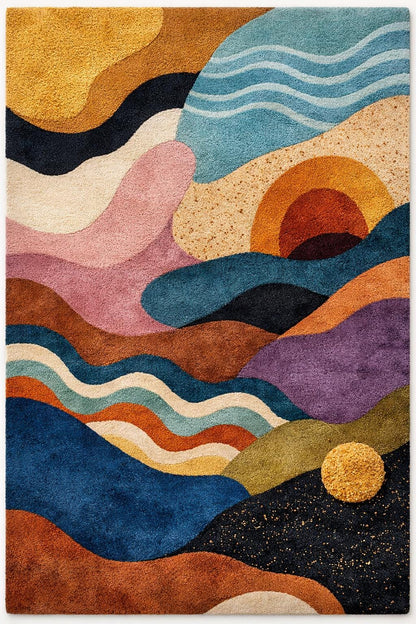 Luxury Hand Tufted Wool Abstract Rug | Modern Colorful Area Rug for Living Room & Bedroom | Unique Designer Carpet | Handmade in India
