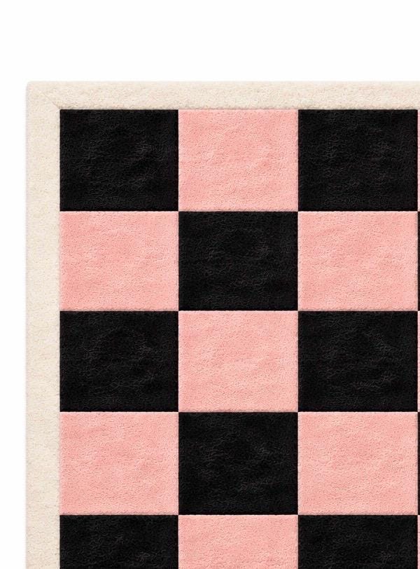 Pink and Black Checkerboard Rug | Hand Tufted Area Rug | Modern Soft Shaggy Rug |Aesthetic Room Decor | Luxury Bedroom Carpet | 8x10 9x12