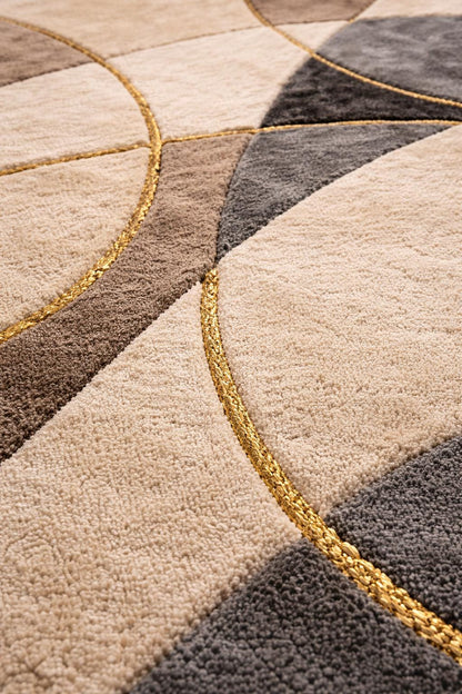 Luxury Hand Tufted Wool Rug | Abstract Neutral Beige Grey Carpet | Modern Cut Pile Area Rug | Handmade Designer Rug | Living Room Bedroom