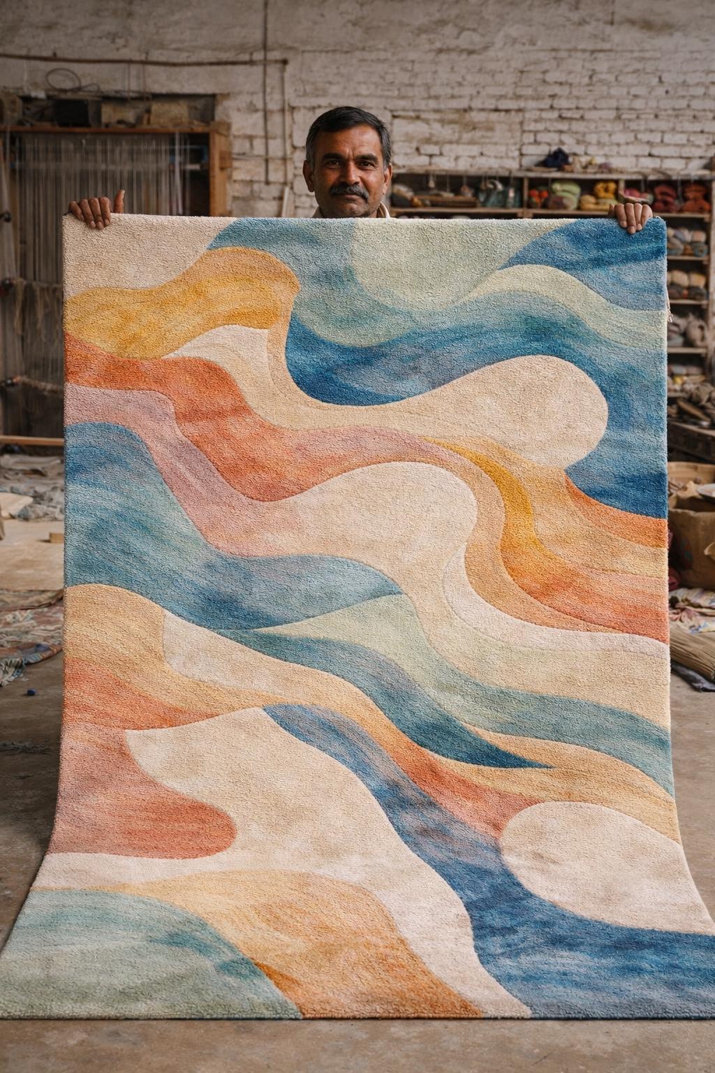 Luxury Abstract Area Rug | Modern Colorful |Bedroom Rug | Soft Cut Pile Carpet  Contemporary Living Room Rug | Artistic Floor Rug | 9x108x12