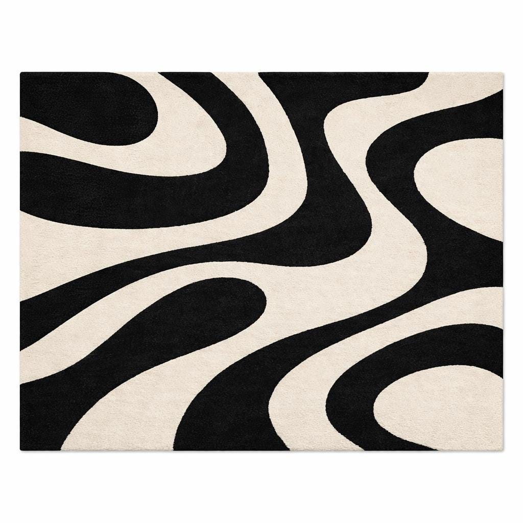 Luxury Black and White Rug | Modern Geometric Area Rug | Plush High Pile Living Room Carpet | Contemporary Statement Floor Decor rug | 9x12