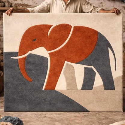 Hand Tufted Wool Rug | Modern Minimalist Area Rug | Neutral Terracotta Beige Carpet |  Luxury Artisan Rug | living room rug | elephant rug