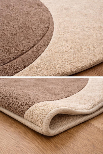 Luxury Hand Tufted Wool Round Rug | Two Tone Modern Area Rug | Minimalist Circle Carpet | Plush Neutral Rug for Bedroom Living Room | 9x9
