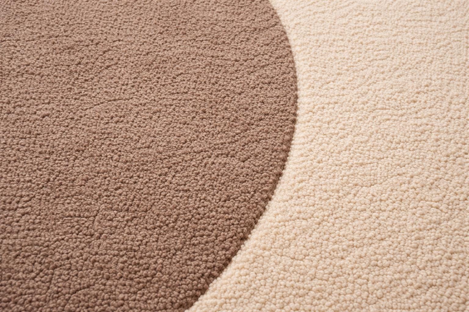 Luxury Hand Tufted Wool Round Rug | Two Tone Modern Area Rug | Minimalist Circle Carpet | Plush Neutral Rug for Bedroom Living Room | 9x9