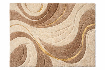 Luxury Hand Tufted Wool Rug | Neutral Abstract Rug | Ivory Brown Modern Area Rug | Contemporary Living Room Rug | Plush Wool Carpet rug 9x12
