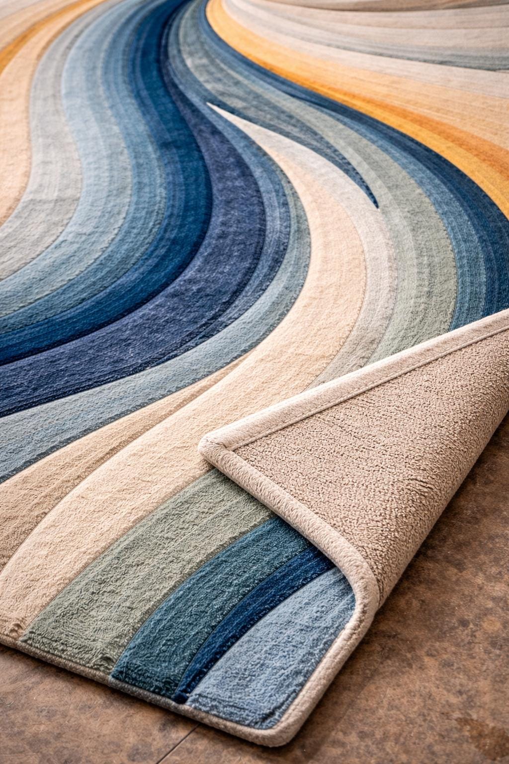 Hand Tufted Wool Rug | Abstract Swirl Wave Rug | Modern Area Rug | Handmade Wool Carpet | Contemporary Living Room Rug |Large Bedroom Rug