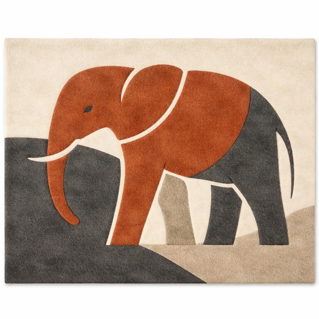 Hand Tufted Wool Rug | Modern Minimalist Area Rug | Neutral Terracotta Beige Carpet |  Luxury Artisan Rug | living room rug | elephant rug