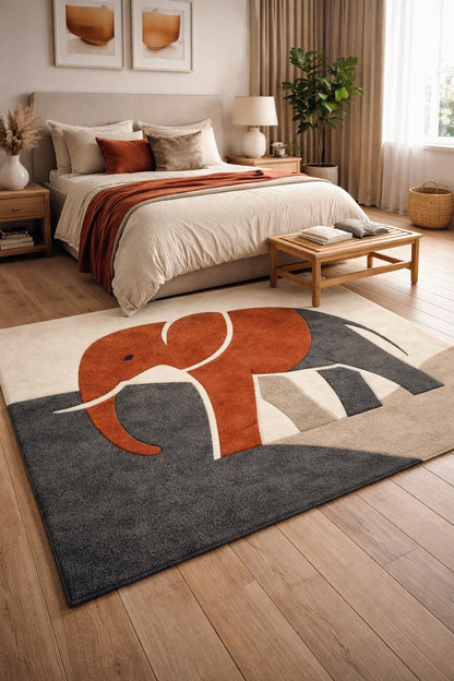 Hand Tufted Wool Rug | Modern Minimalist Area Rug | Neutral Terracotta Beige Carpet |  Luxury Artisan Rug | living room rug | elephant rug
