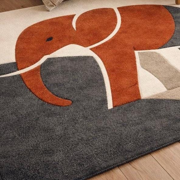 Hand Tufted Wool Rug | Modern Minimalist Area Rug | Neutral Terracotta Beige Carpet |  Luxury Artisan Rug | living room rug | elephant rug