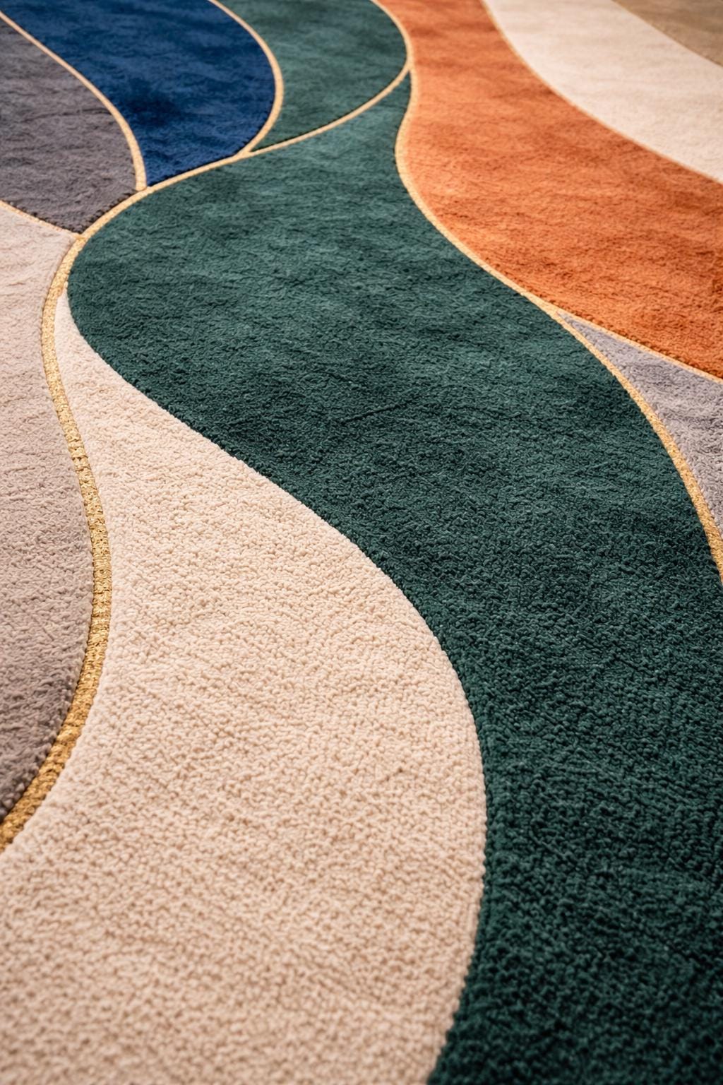 Luxury Hand Tufted Wool Rug | Abstract Modern Area Rug | Emerald Navy Burnt Orange Carpet | Designer Bedroom Rug |Custom Size Rug | 9x12 rug