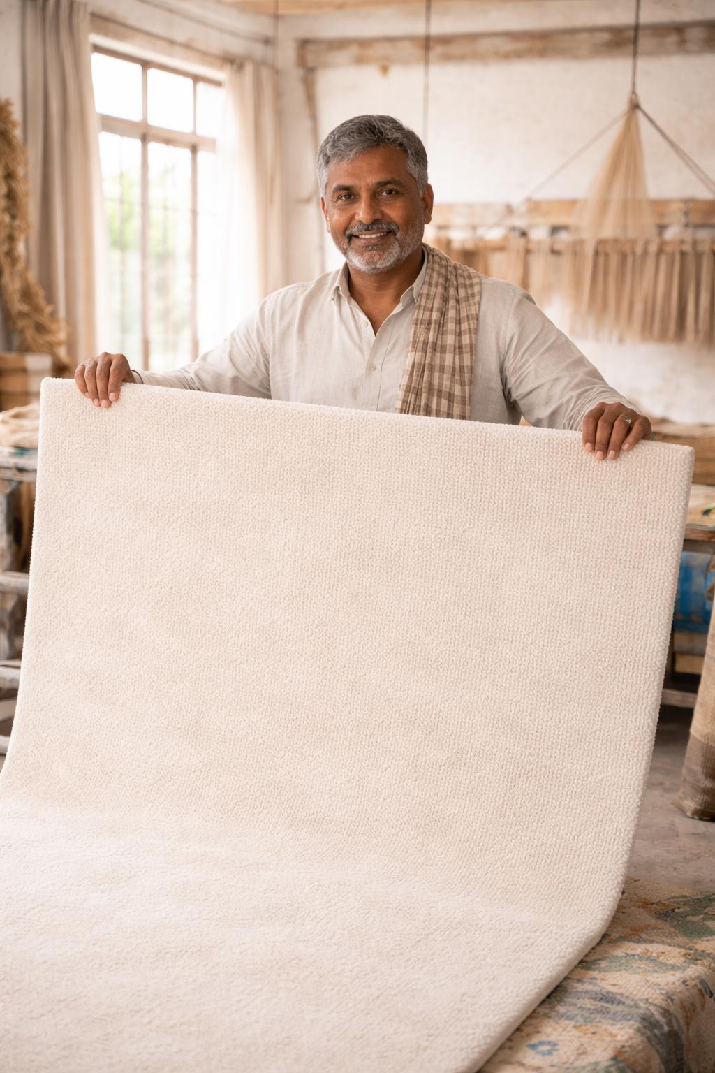 Hand Tufted Wool Rug | Solid Ivory Beige Area Rug | Custom Size Minimalist Rug | Luxury Soft Bedroom Rug | Handmade Modern Carpet |8x10 9x12