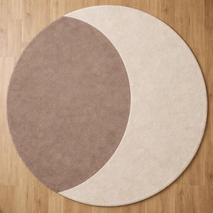 Luxury Hand Tufted Wool Round Rug | Two Tone Modern Area Rug | Minimalist Circle Carpet | Plush Neutral Rug for Bedroom Living Room | 9x9