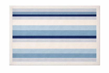 Luxury Hand Tufted Wool Rug | Blue Striped Area Rug | Modern Coastal Rug | Handmade Carpet | Minimalist Scandinavian Rug | Custom Size Rug