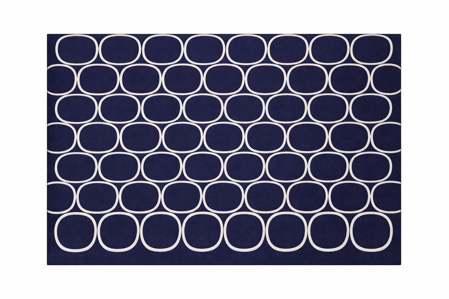 Navy Blue Geometric Wool Rug | Hand Tufted Modern Carpet, Minimalist Bedroom Area Rug