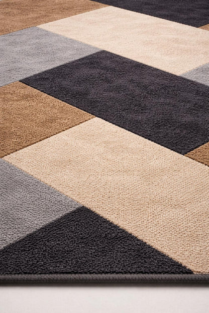 Hand Tufted Wool Rug | Modern Neutral Area Rug | Beige Grey Black Carpet | Luxury Abstract Rug | Custom Size Living Room rug  9x12