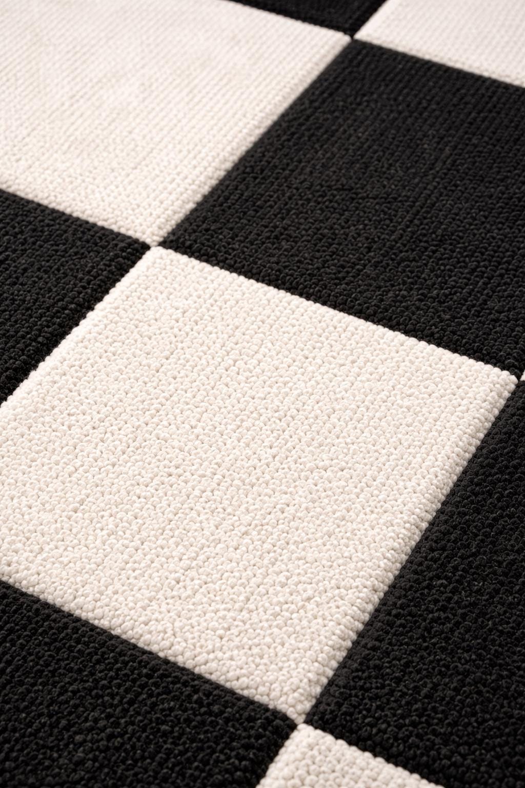 Hand Tufted Wool Checkered Rug | Modern Minimalist Black White Area Rug