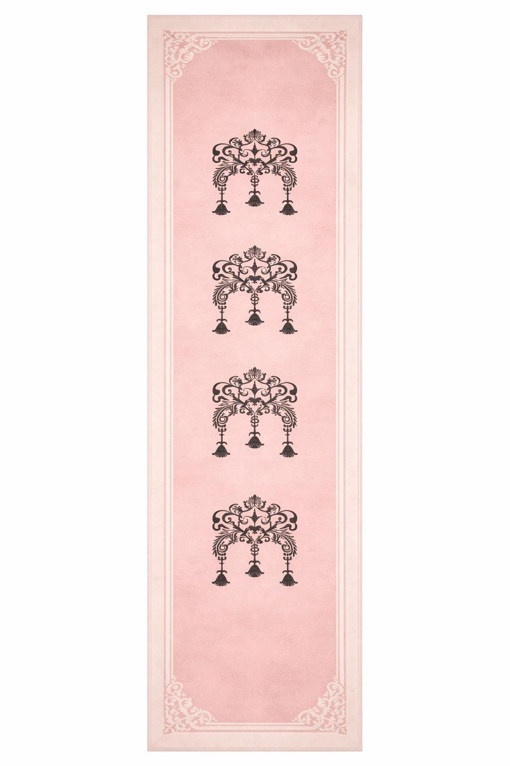 Blush Pink Hand Tufted Wool Rug | Damask Motif Area Carpet | Custom Size Floor Runner