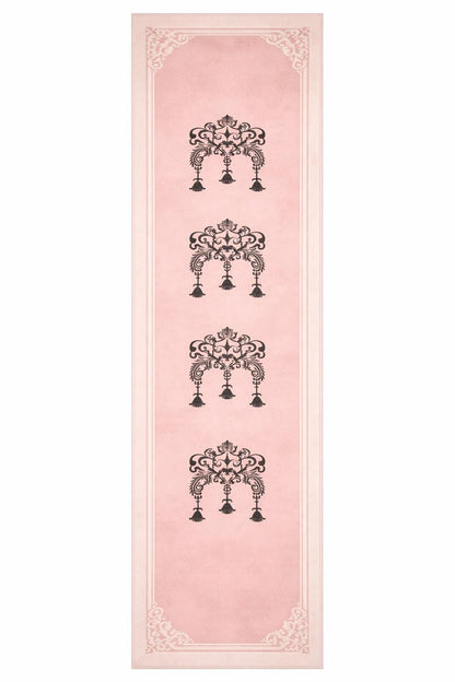 Blush Pink Hand Tufted Wool Rug | Damask Motif Area Carpet | Custom Size Floor Runner