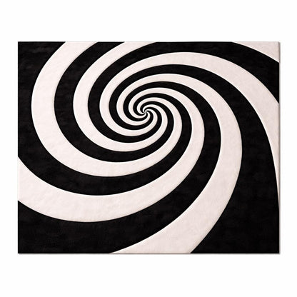 Black and White Spiral Rug | Hand Tufted Wool Rug | Modern Abstract Carpet | Custom Size Area Rug | Minimalist Luxury Rug | 7x10 8x12 9x12