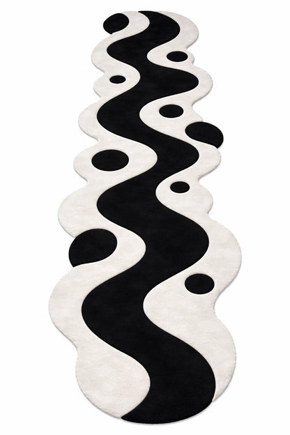 Abstract Wavy Wool Runner Rug | Handmade Tufted Organic Shape Carpet