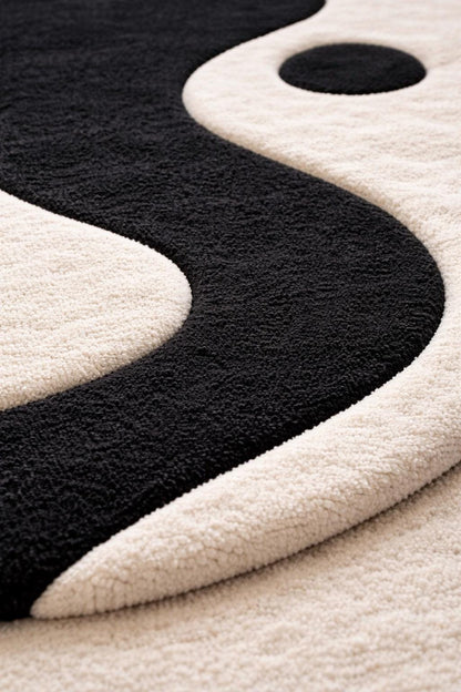 Abstract Wavy Wool Runner Rug | Handmade Tufted Organic Shape Carpet