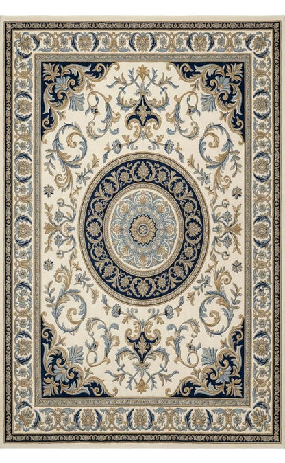 Luxury Blue Beige Floral Rug | Hand Tufted Wool Area Rug | Traditional Vintage Carpet | Living Room Rug | Large Statement Rug 15x20 20x20