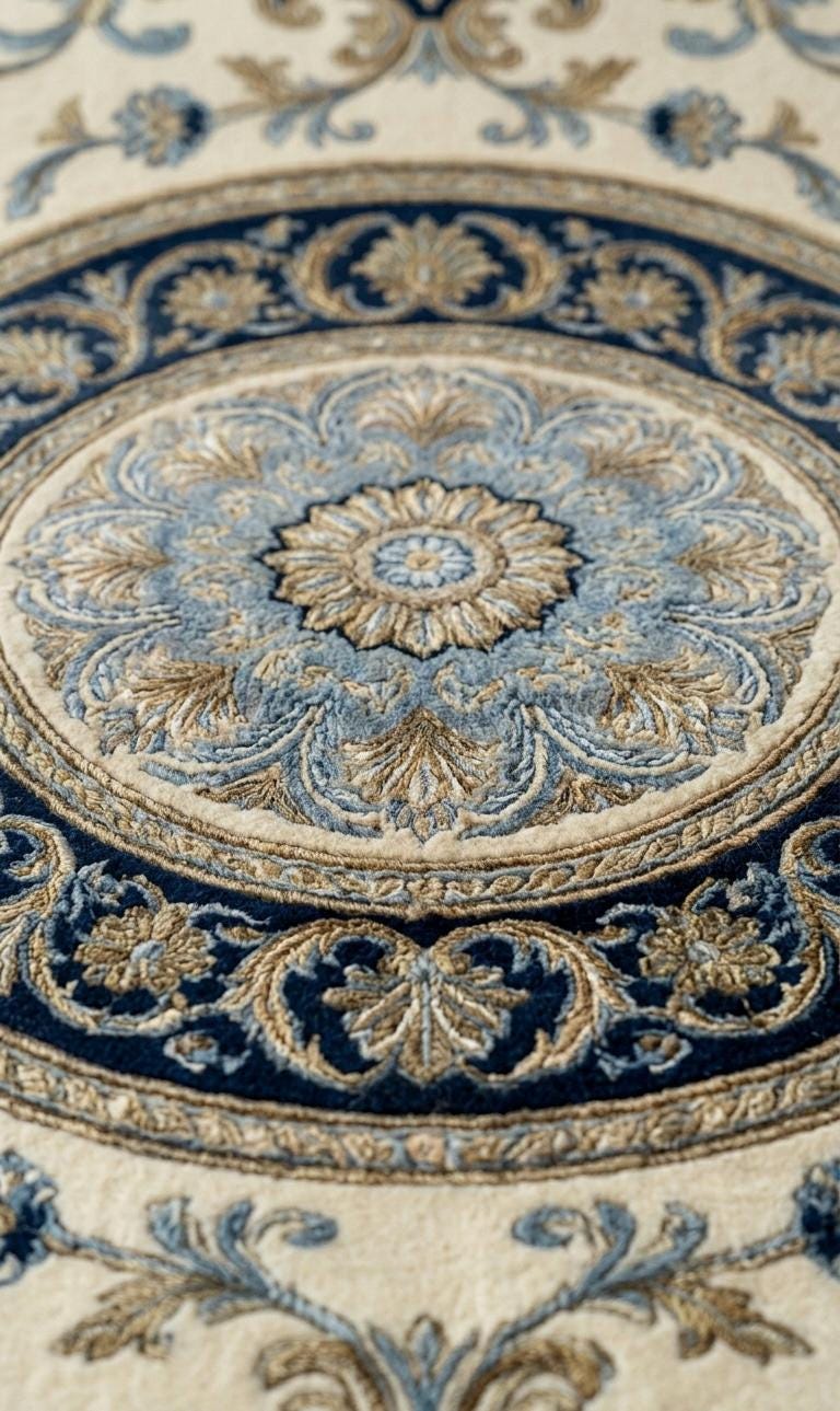 Luxury Blue Beige Floral Rug | Hand Tufted Wool Area Rug | Traditional Vintage Carpet | Living Room Rug | Large Statement Rug 15x20 20x20