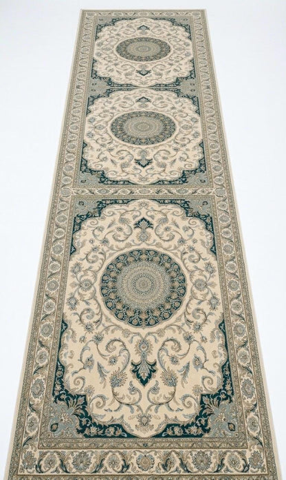 Luxury Hand Tufted Wool Rug | Classic European Medallion Rug | Ivory Green Floral Area Rug | Traditional Bedroom Living Room Carpet | 15x20