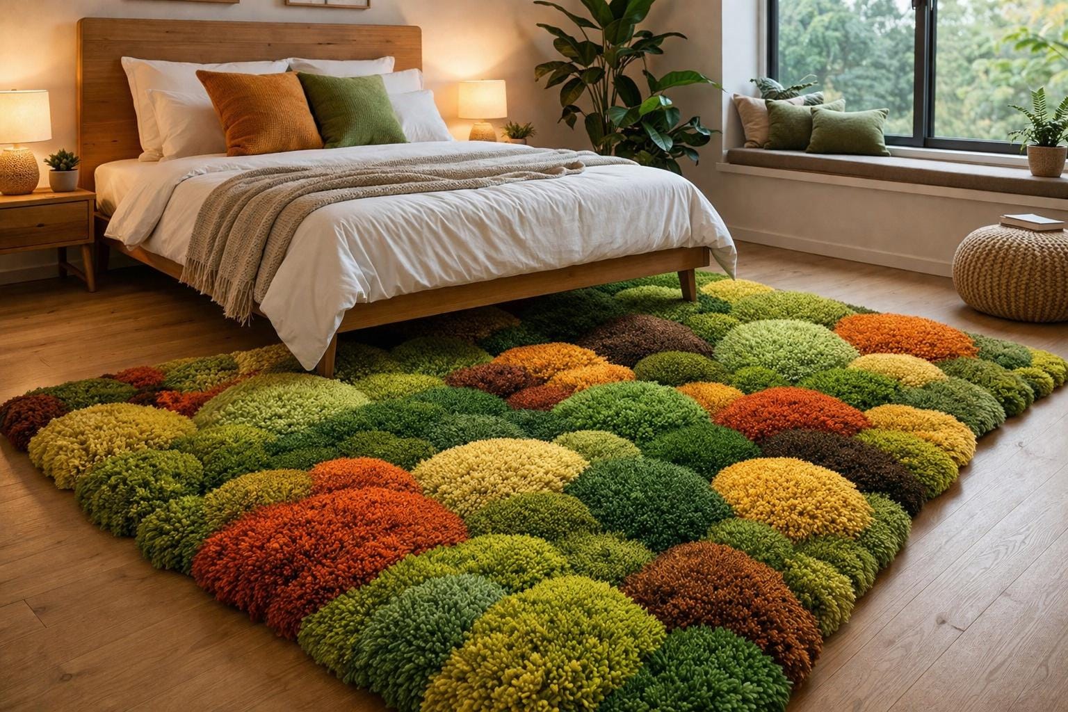 Hand Tufted Moss Rug | 3D Wool Rug | Green Abstract Rug | Luxury Handmade Area Rug | Organic Modern Rug | Thick Pile carpet | Custom Size