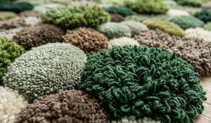 Luxury Moss Pebble Rug Handmade | 3D Tufted Green Rug | Organic Stone Texture Carpet | Biophilic Nature Rug | Luxury Aesthetic Room Decor