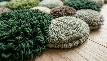 Luxury Moss Pebble Rug Handmade | 3D Tufted Green Rug | Organic Stone Texture Carpet | Biophilic Nature Rug | Luxury Aesthetic Room Decor