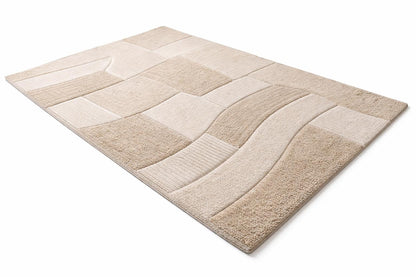 Hand Tufted Wool Rug | Neutral Abstract Rug | Beige Modern Area Rug | Minimalist Carpet |Custom Size Living Room Rug | 6x7 7x10 8x10 9x12