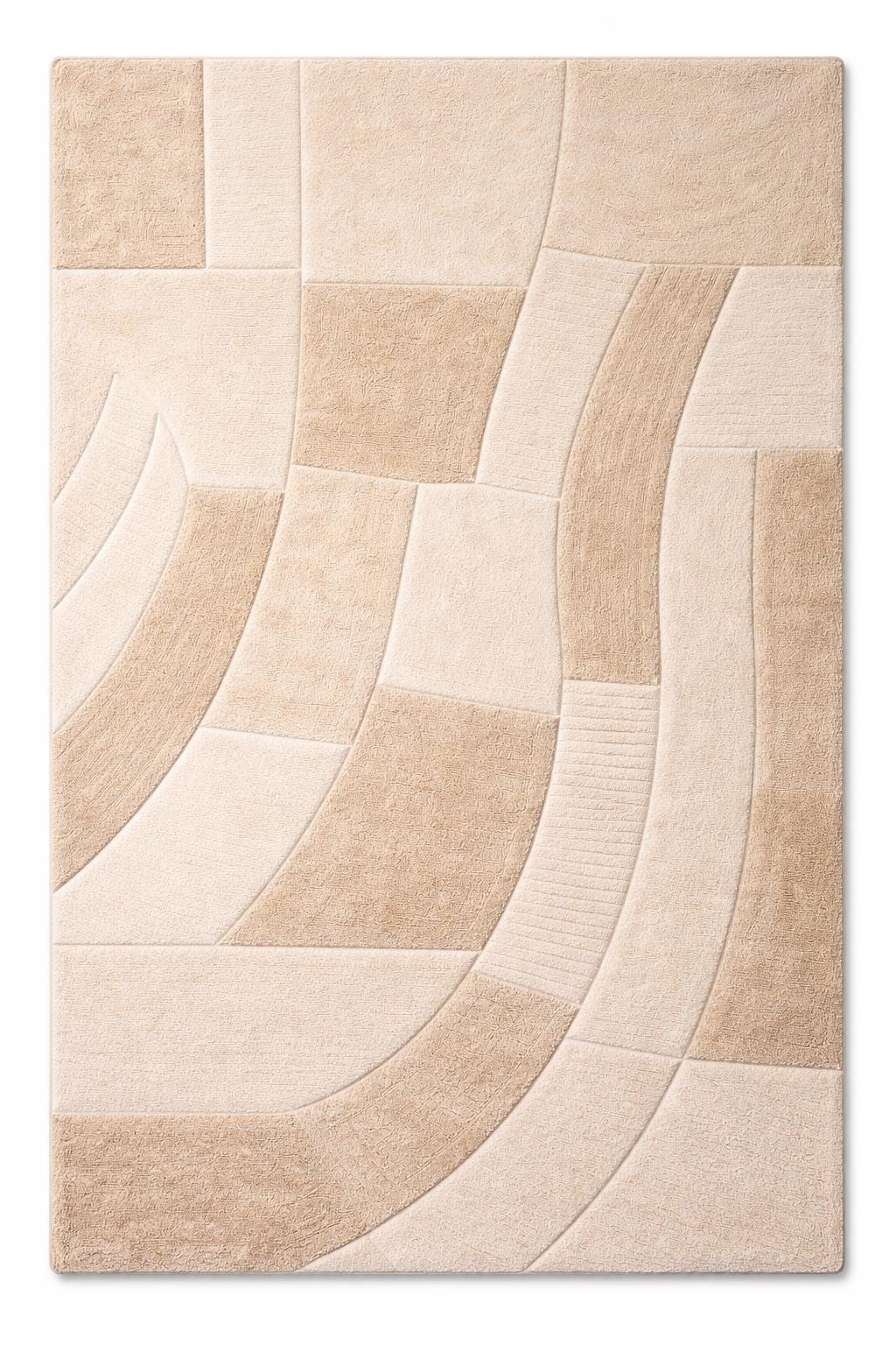 Hand Tufted Wool Rug | Neutral Abstract Rug | Beige Modern Area Rug | Minimalist Carpet |Custom Size Living Room Rug | 6x7 7x10 8x10 9x12