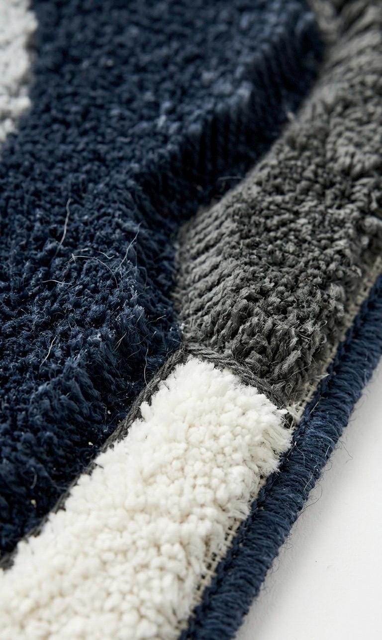Irregular Abstract Tufted Rug | Midnight Flow rug | Navy Blue Cream Modern Area Rug | Handmade Sculpted Wool Rug | Luxury Organic Shape Rug
