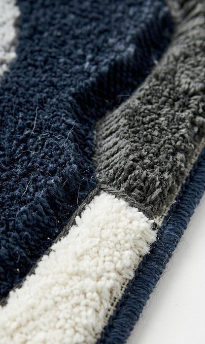 Irregular Abstract Tufted Rug | Midnight Flow rug | Navy Blue Cream Modern Area Rug | Handmade Sculpted Wool Rug | Luxury Organic Shape Rug